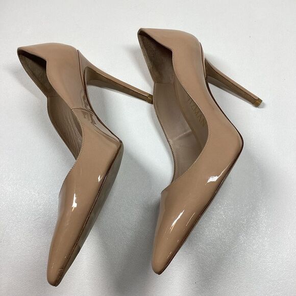 Stuart Weitzman Beige Patent Leather Pointed Toe Heels Size 9.5 - Picture 9 of 14